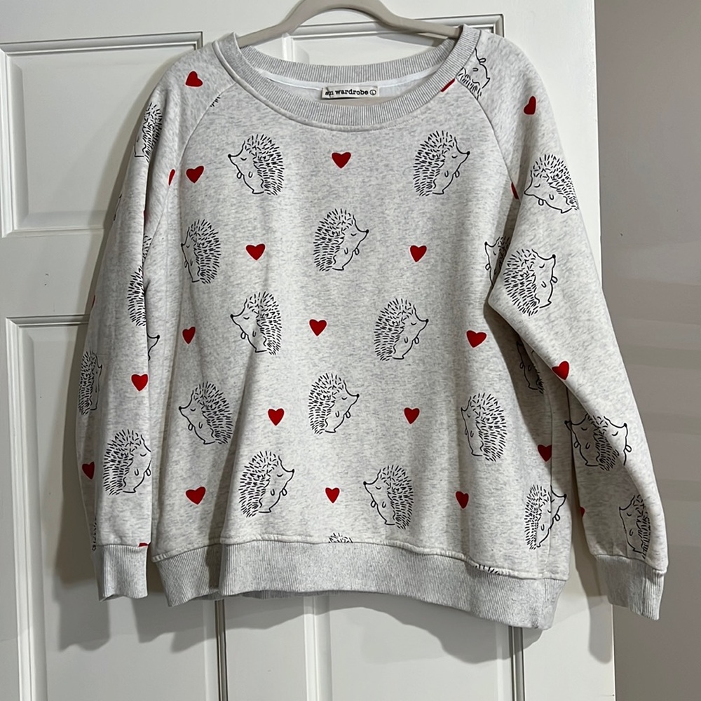 Hedgehog and heart heather gray sweatshirt